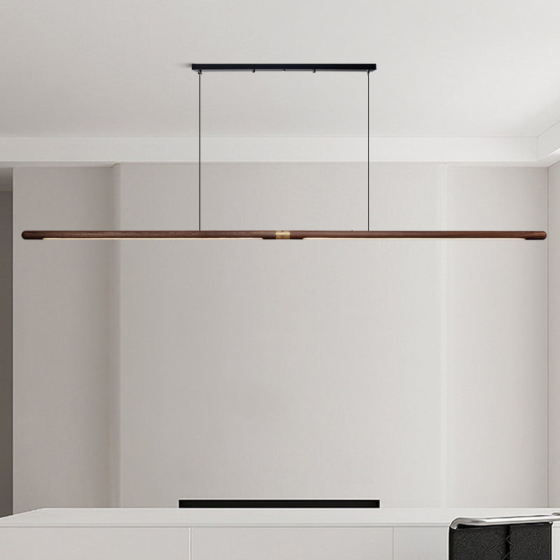 Contemporary Solid Wood and Brass Pendant Light