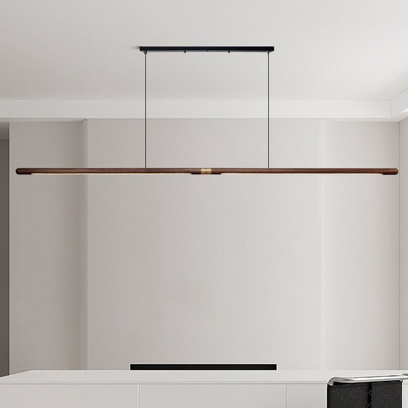 Contemporary Solid Wood and Brass Pendant Light