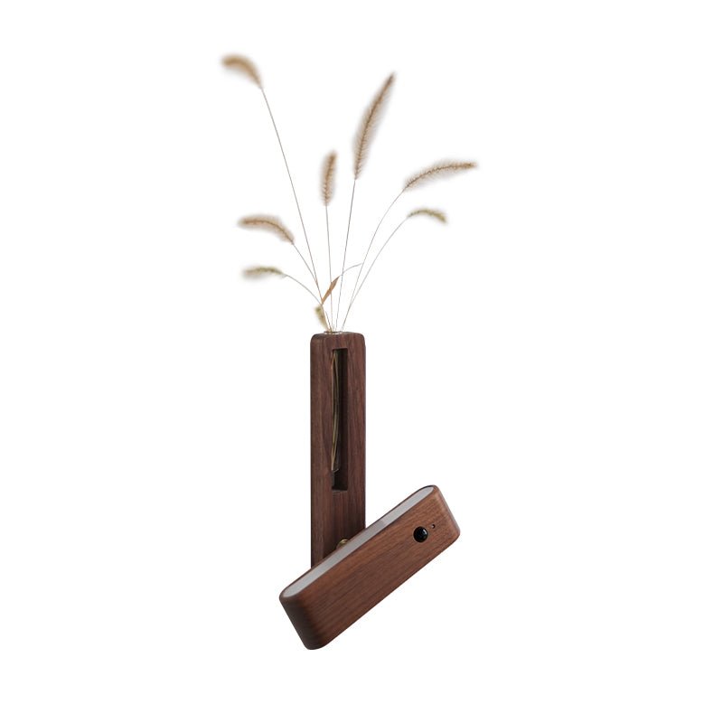 360 degree motion sensor solid wood vase wall light walnut 2