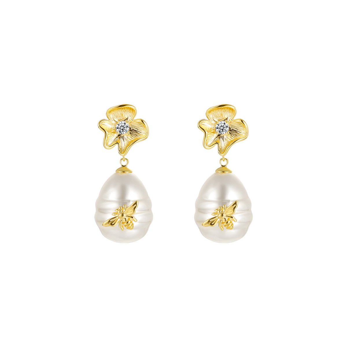 Beloved Bee Drop Gold Earrings