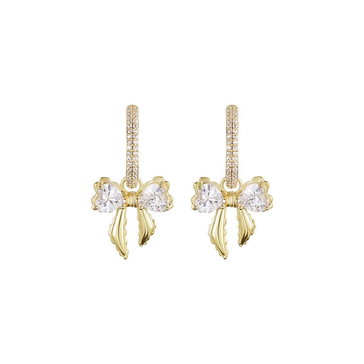 Shine Bowknot Drop Gold Earrings