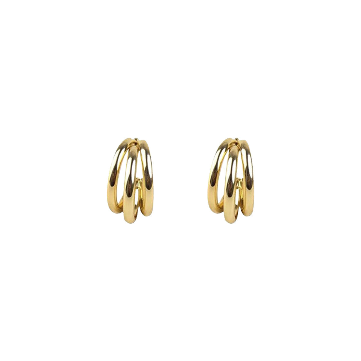 Trio Hollow Hoop Gold Earrings