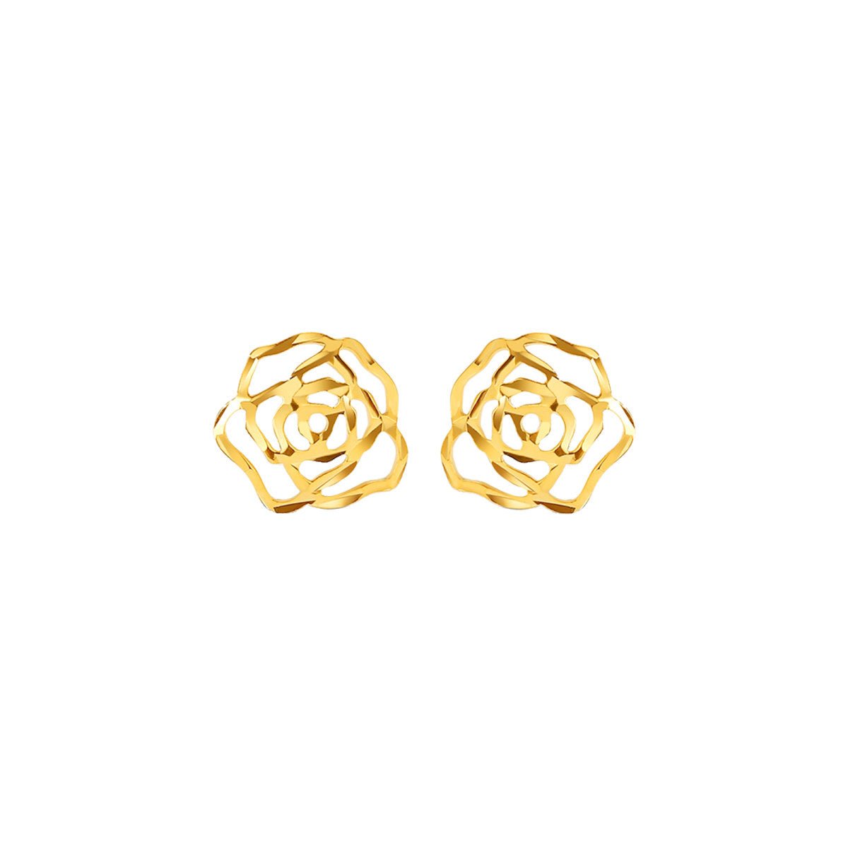 Hollow Out Wild Rose Stud Gold Earrings