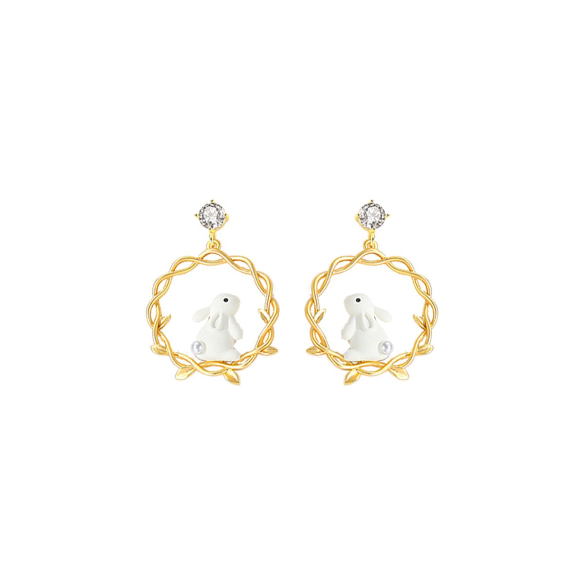 Caged Bunny Gold Earrings