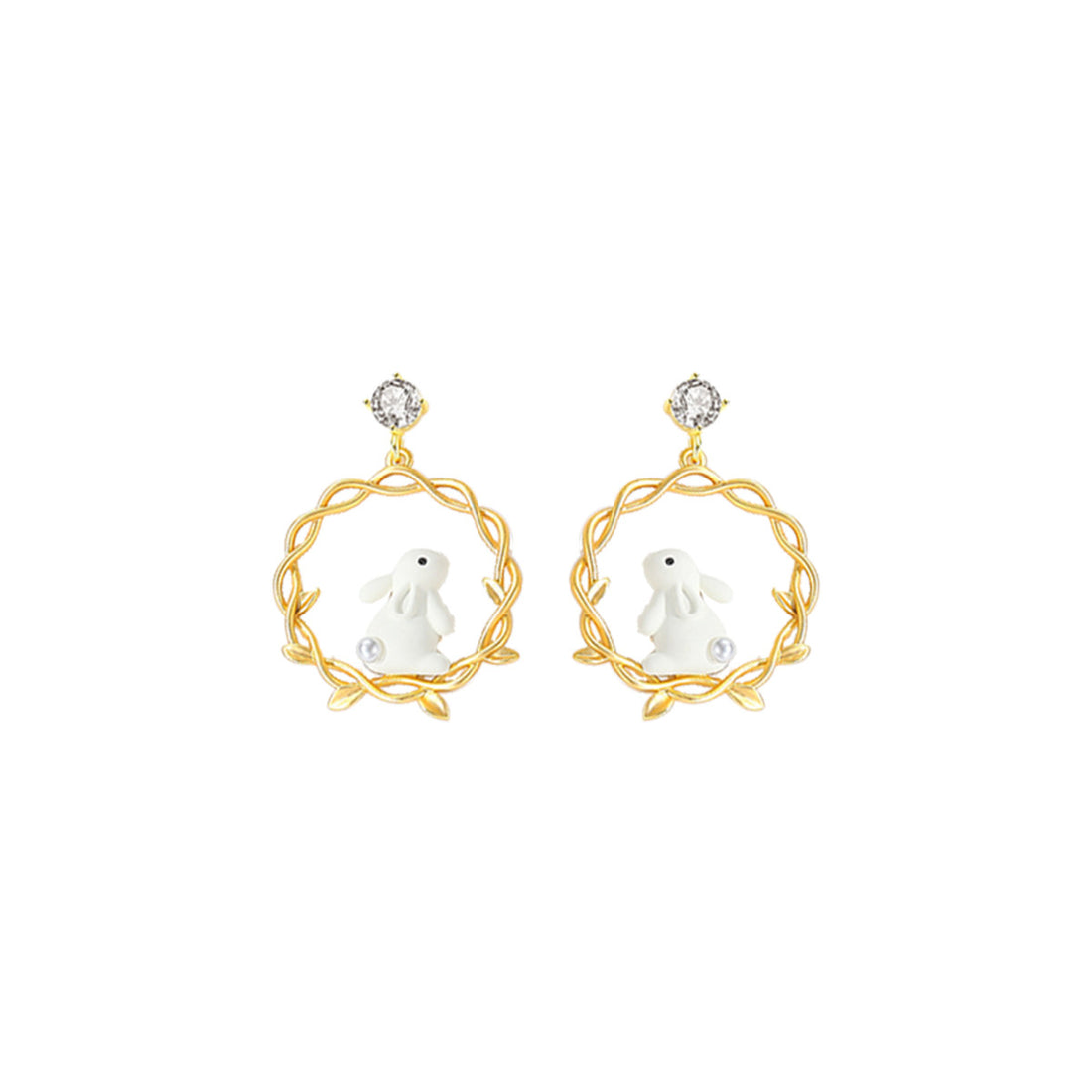 Caged Bunny Gold Earrings
