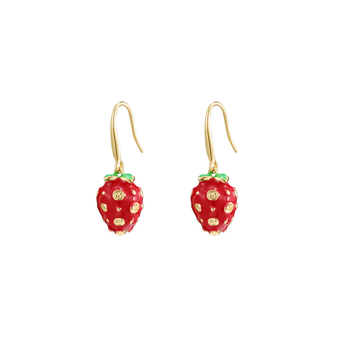 Dainty Strawberry Dangle Red Earrings