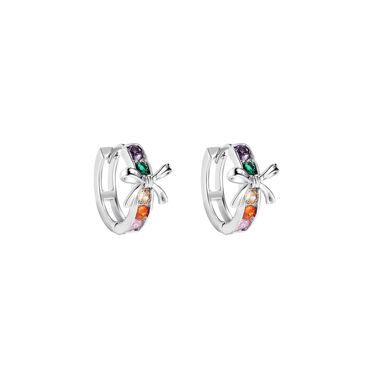 Zima Bowknot Huggie Rainbow Earrings