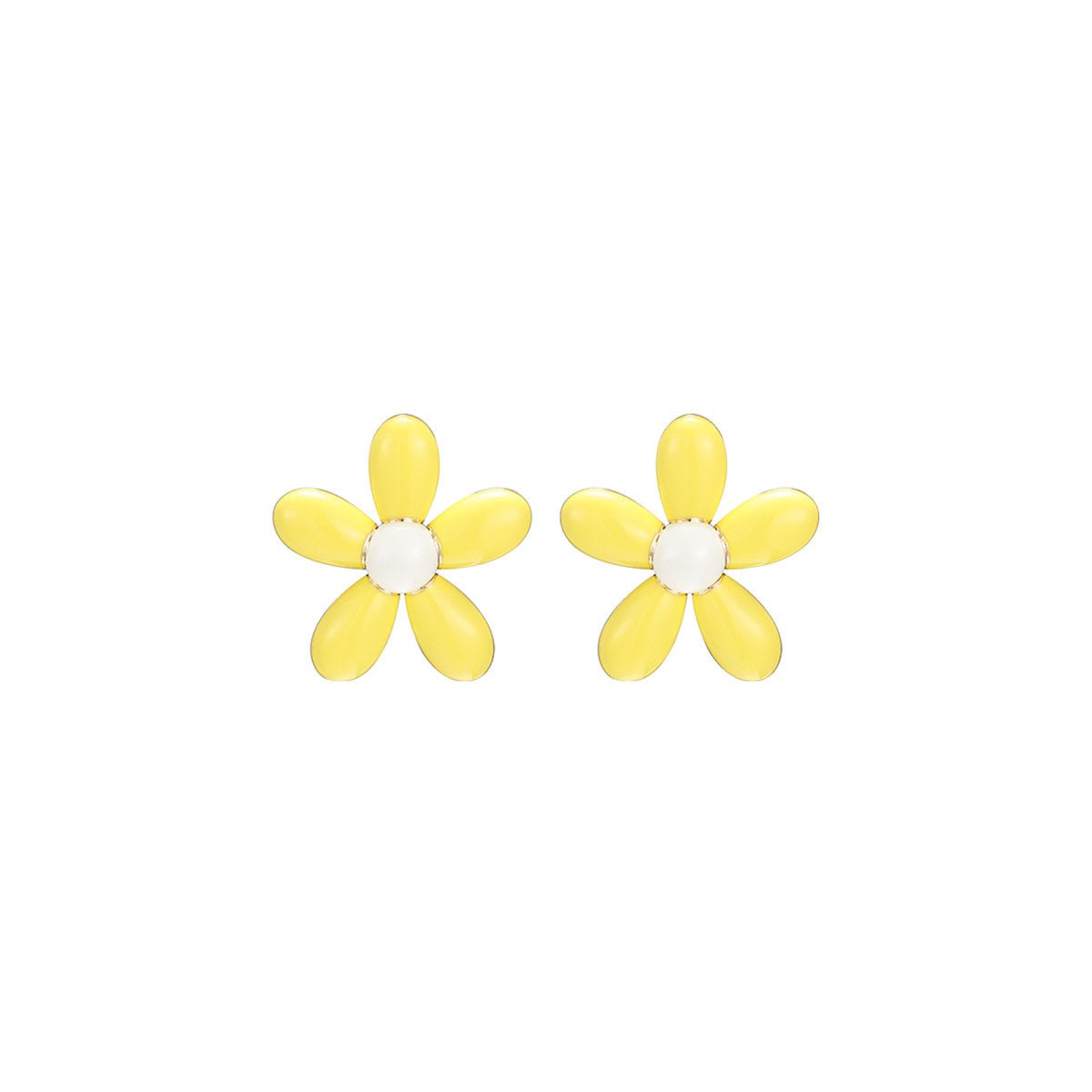 Tiny Delightful Flower Stud Yellow Earrings