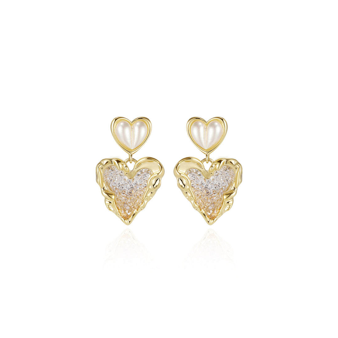 Heart Seeds Dangle Gold Earrings