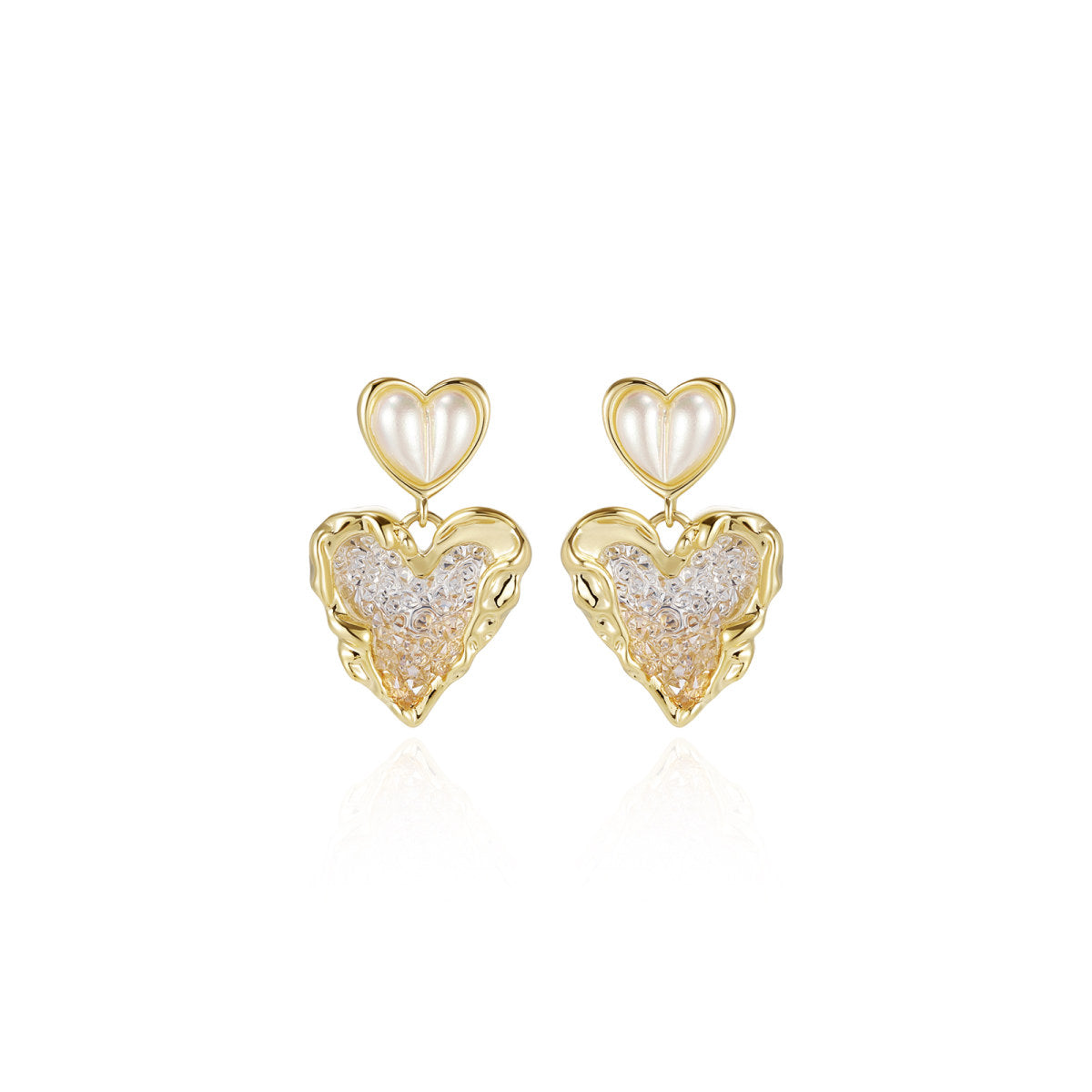 Heart Seeds Dangle Gold Earrings