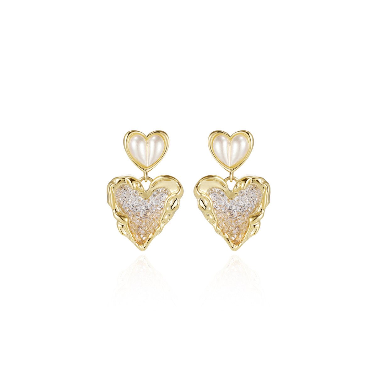 Heart Seeds Dangle Gold Earrings