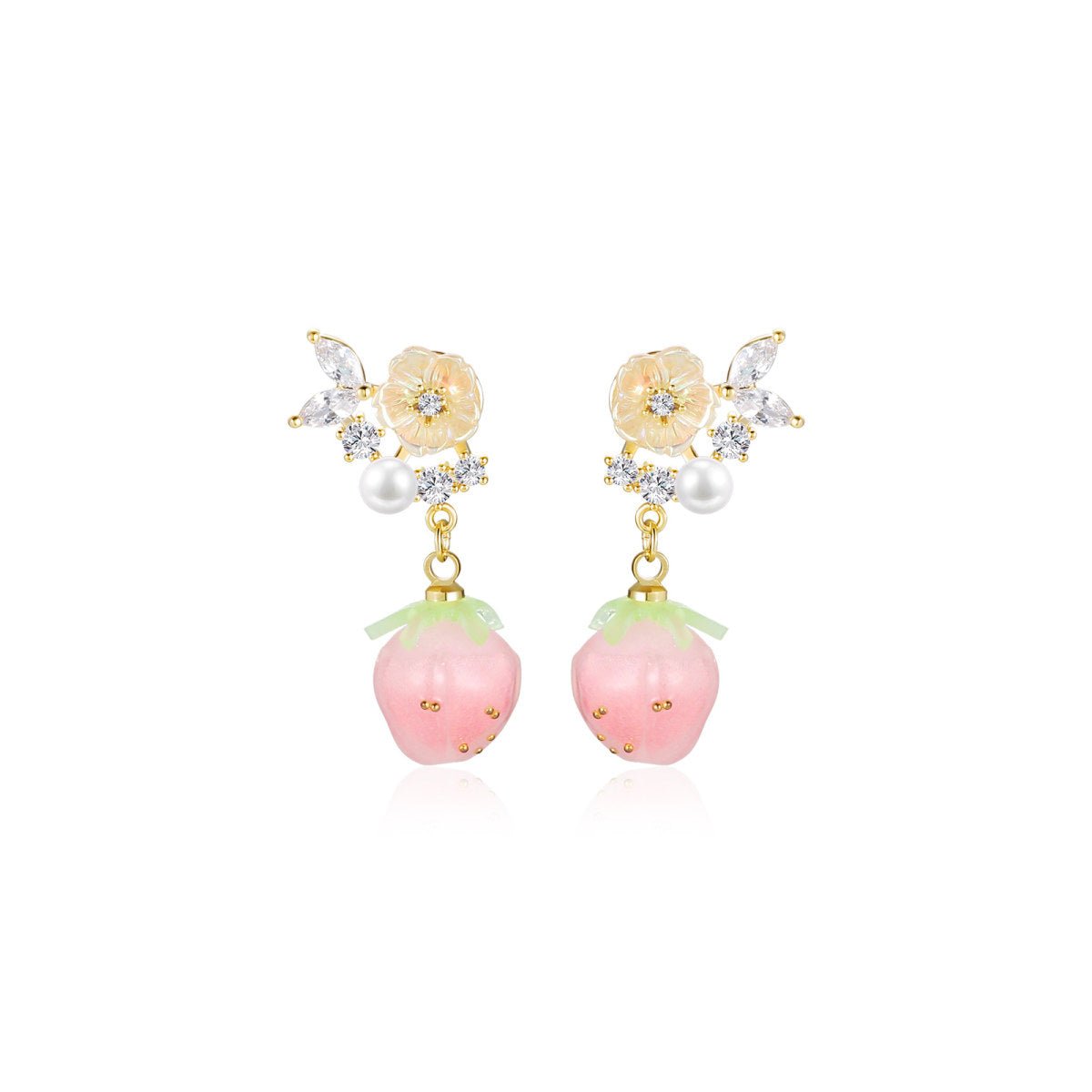 Opaque Peach Dangle Pink Earrings