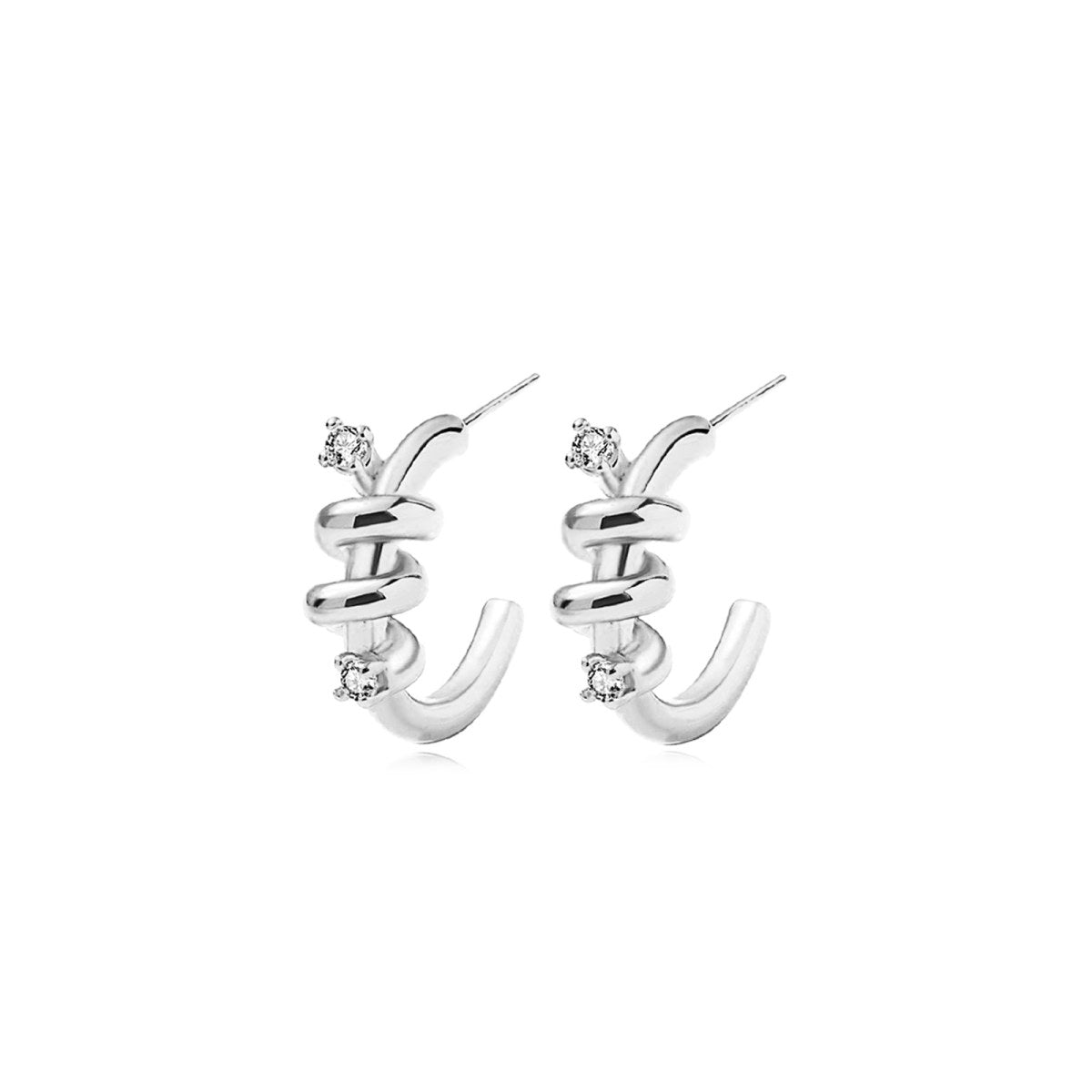 Endless Twist Stud Silver Earrings