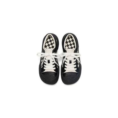 Checkboard Platform Black Canvas Sneakers