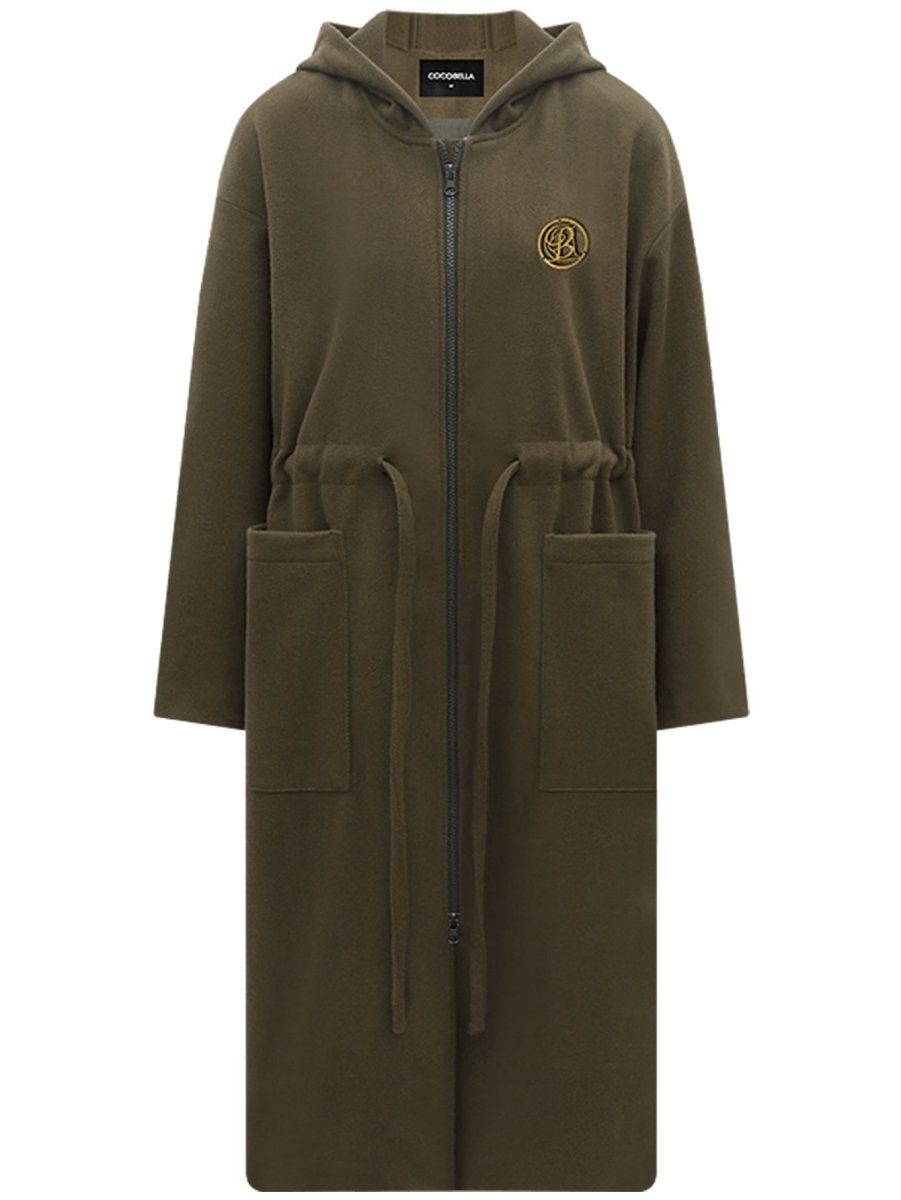 adjustable drawstring brown hooded wool coat women all brown 4