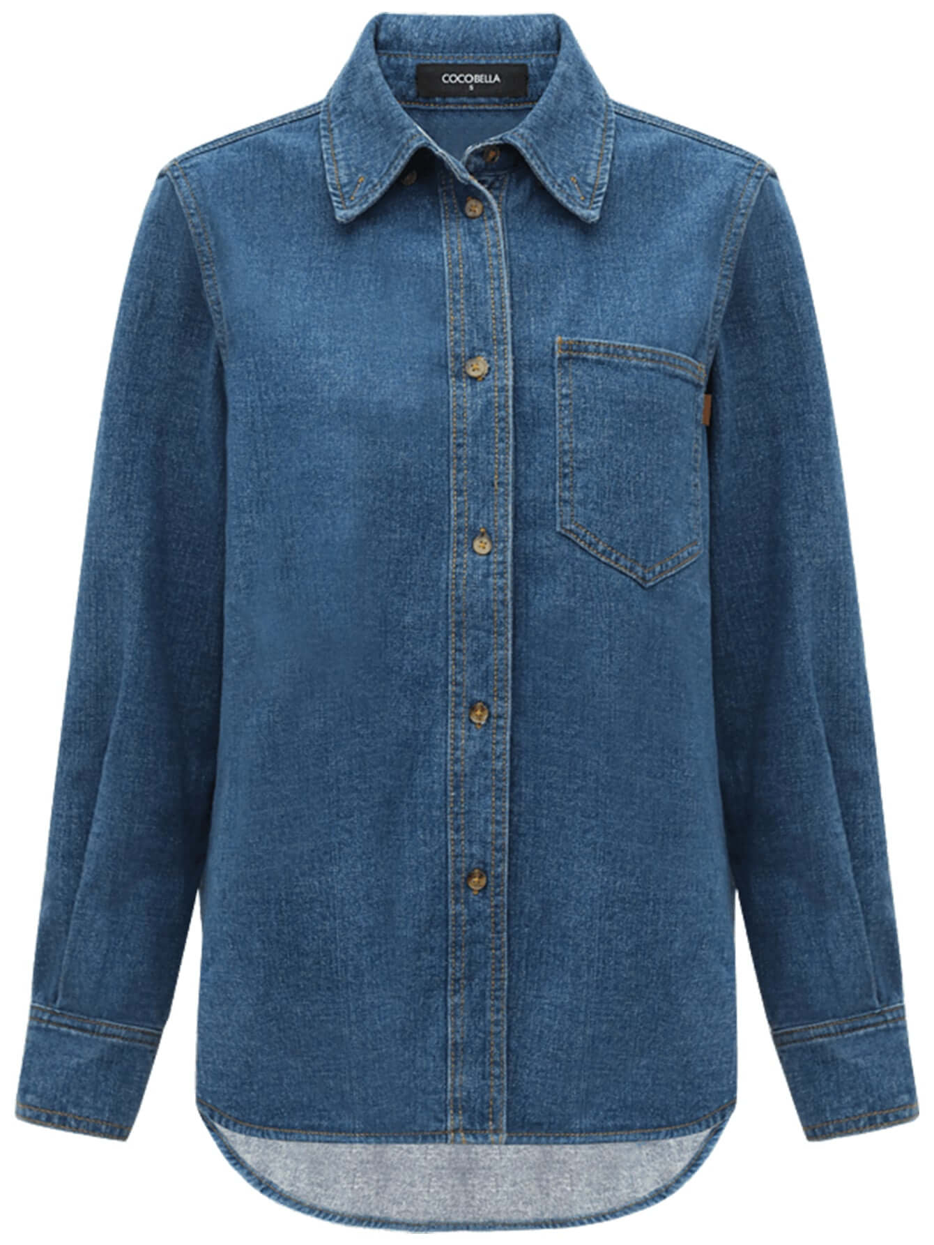 american classic buttoned long sleeve blue denim shirt all blue 4