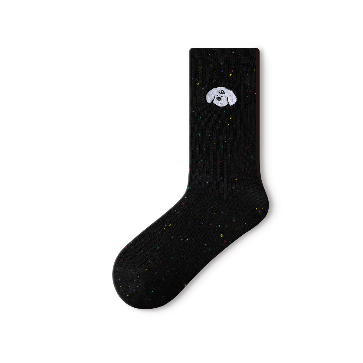 Animal Embroidery Speckled Point Yarn Mid-Calf Socks – Women's 5-Pair All-Season Crew Set