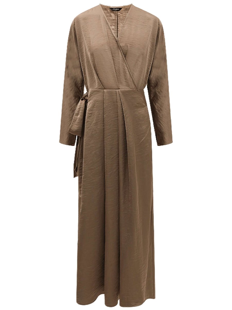 Antique Brown Satin Wrap Dress - 0cm