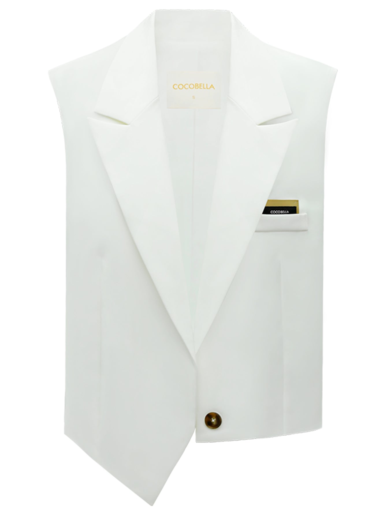 asymmetrical single breasted white vest all white 4