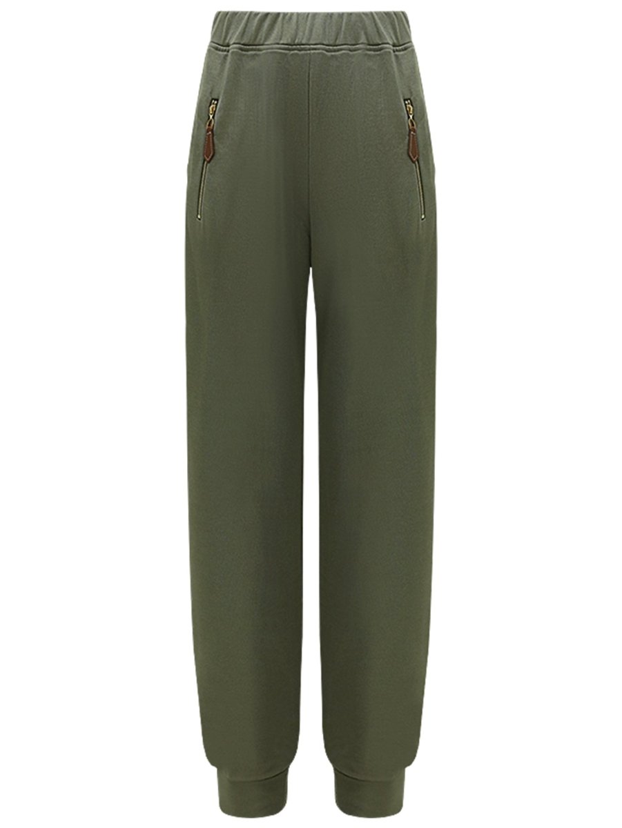 athletic green sweater pants with zip pocket details all green 4