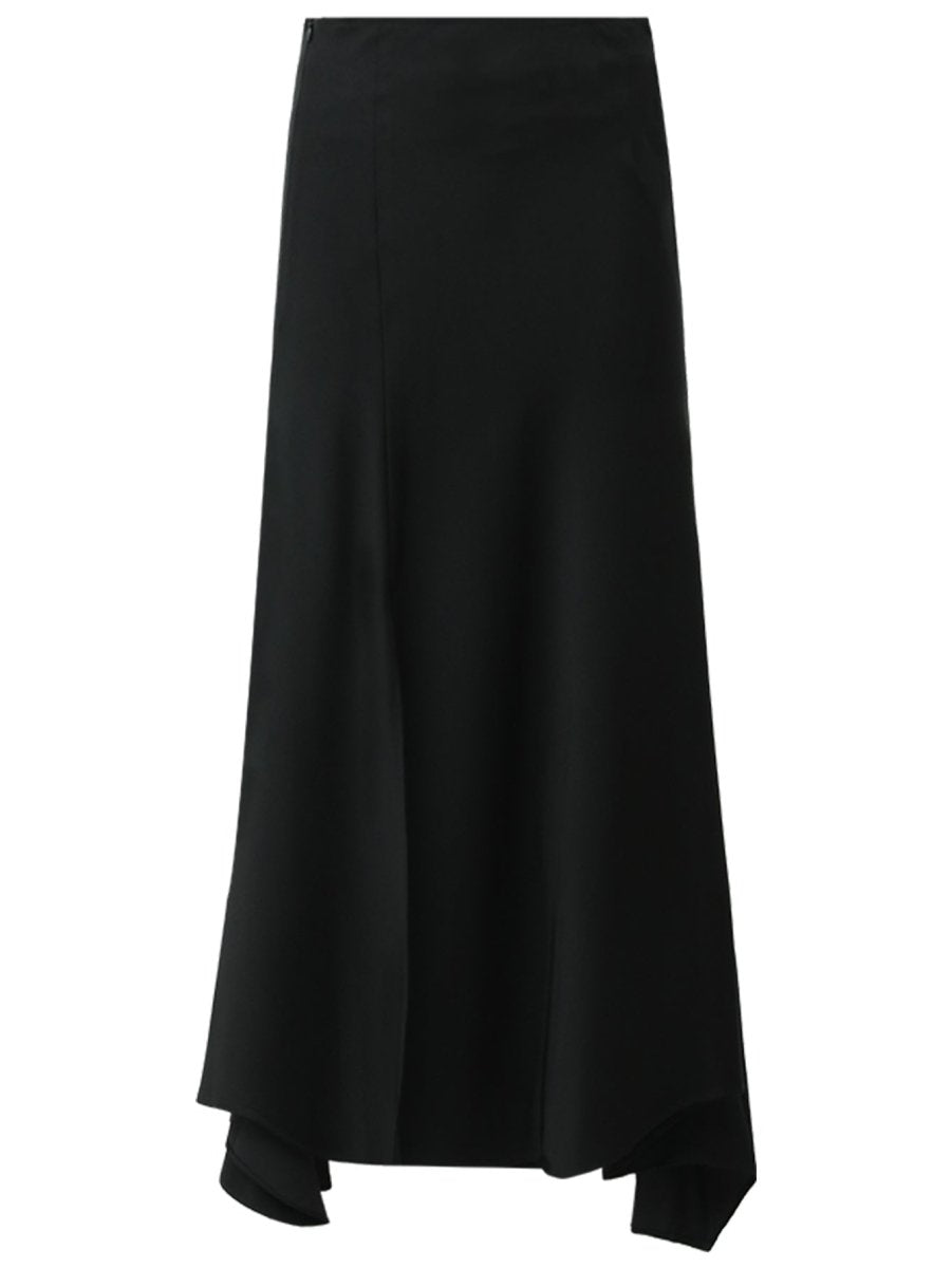black draped mermaid skirt with subtle front slit all black 4
