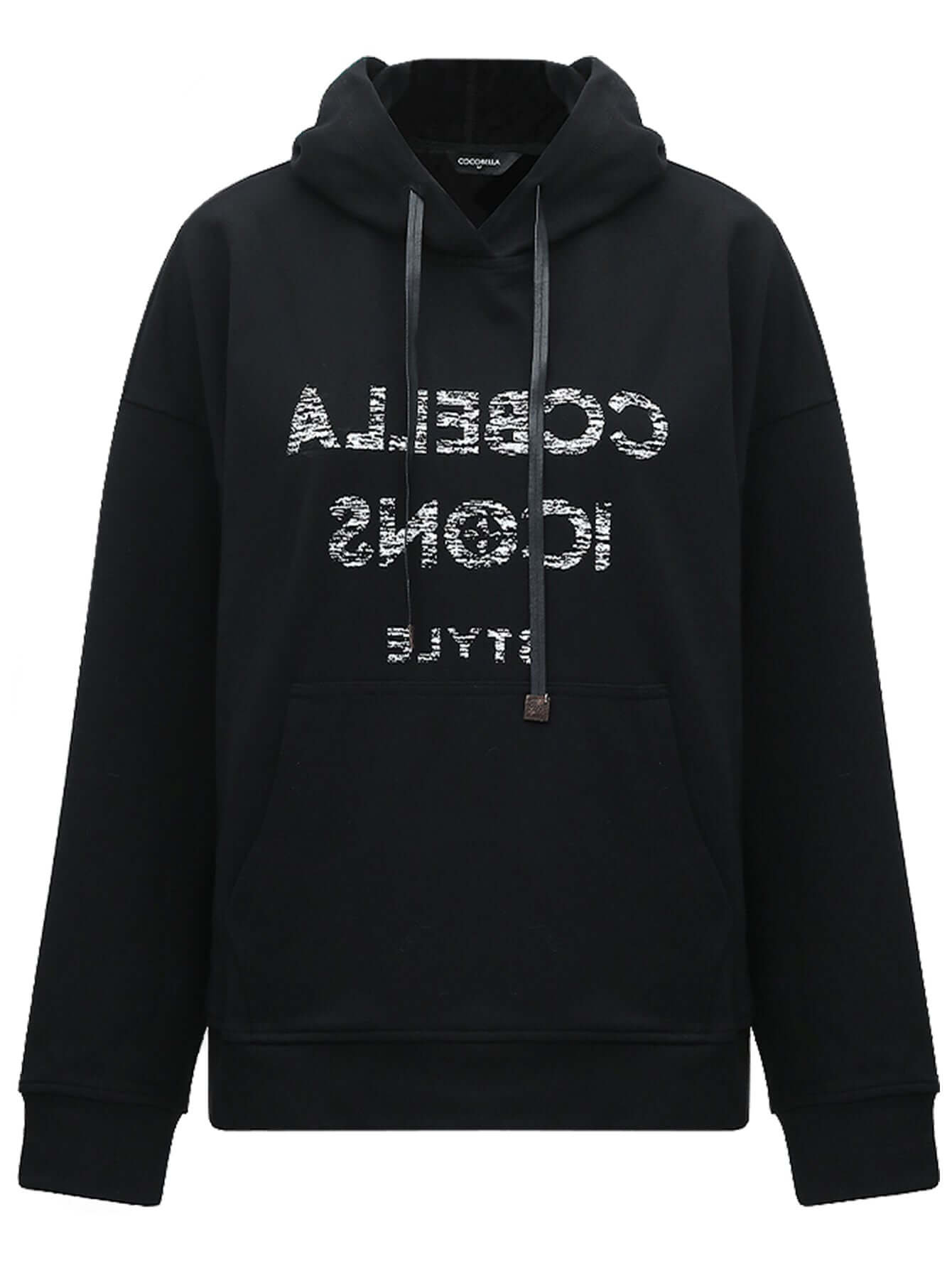 black graphic print pullover hoodie all black 4