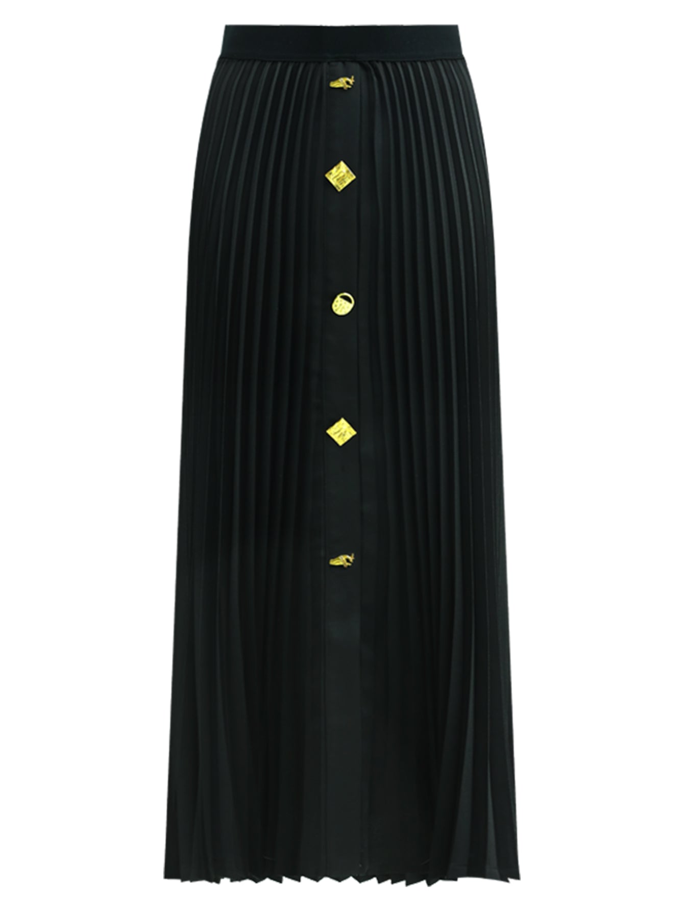 black pleated skirt with gold metal buttons all black 4