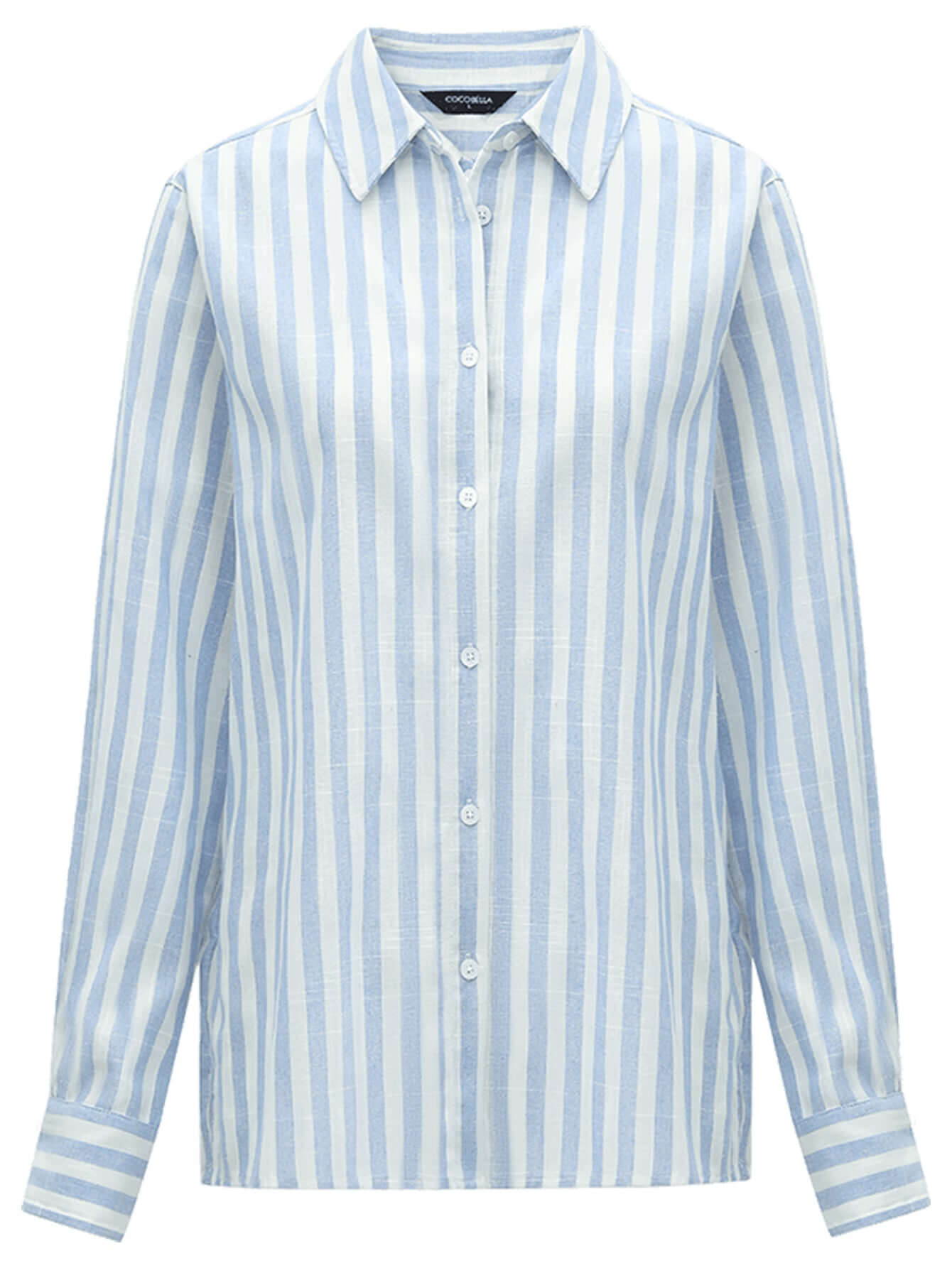 blue and white striped long sleeve collared shirt all stripe 4
