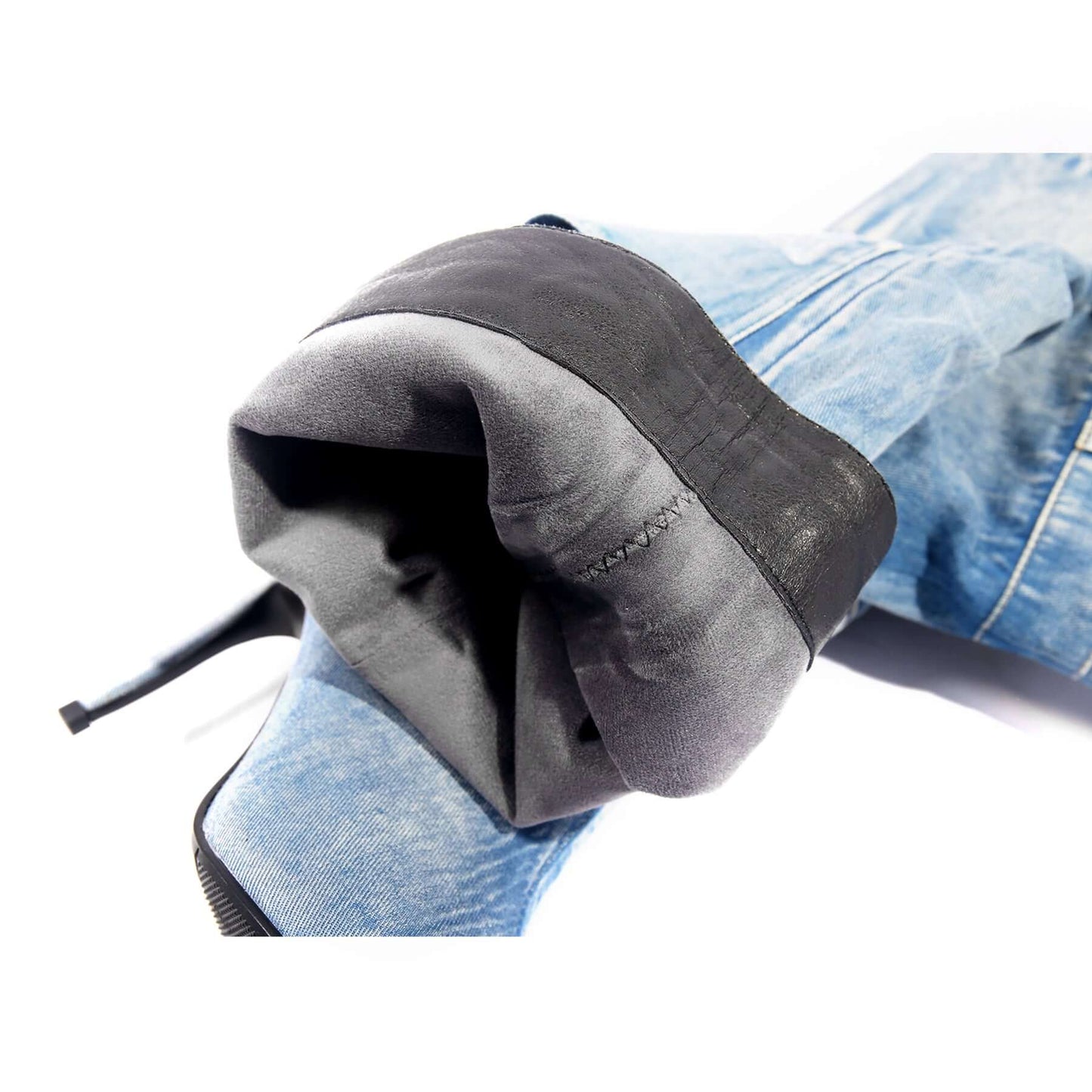 blue denim boll knee high boots all blue 5