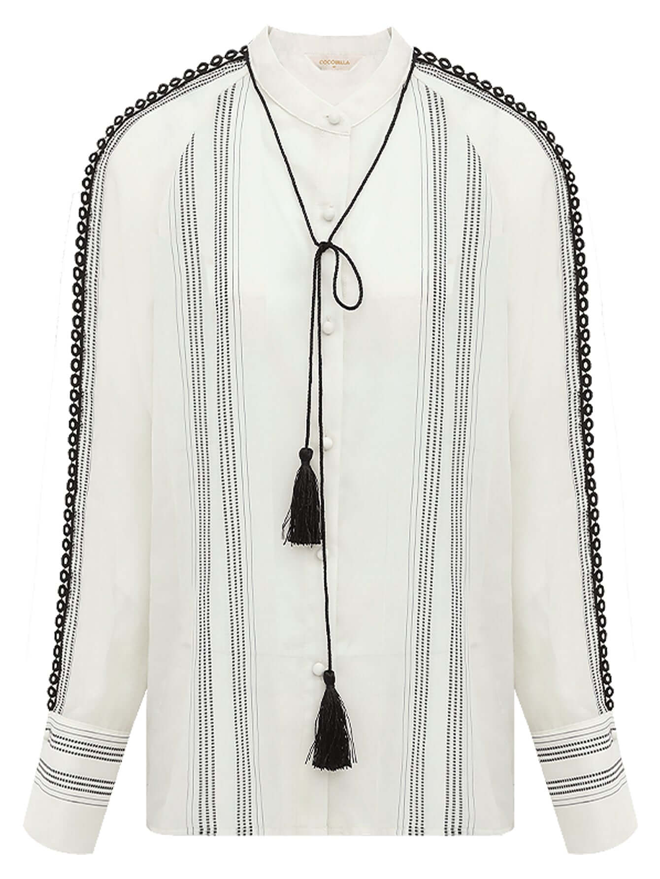 bohemian white lace panel striped shirt all stripe 4