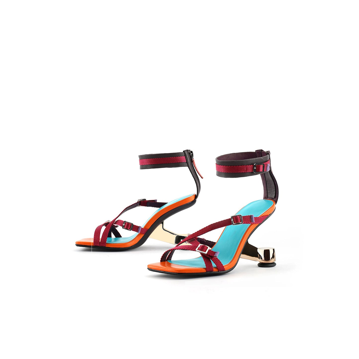 boho ankle strap mules all red 5