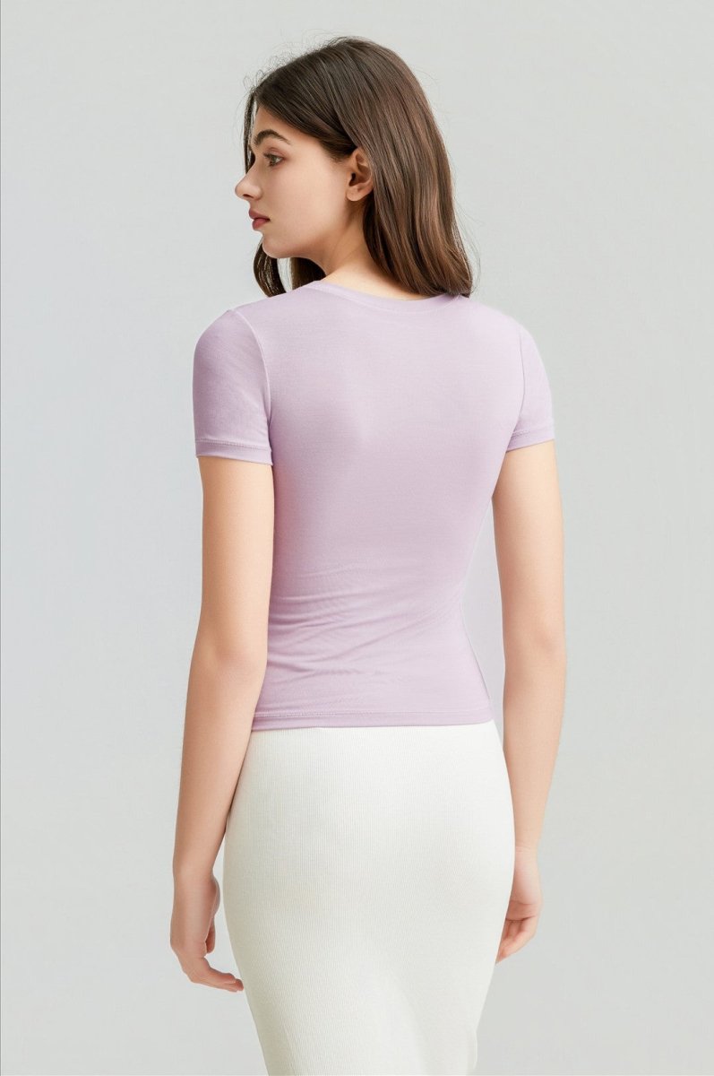 Buttery Soft Built - In Padded Bra Short Sleeve T-Shirt