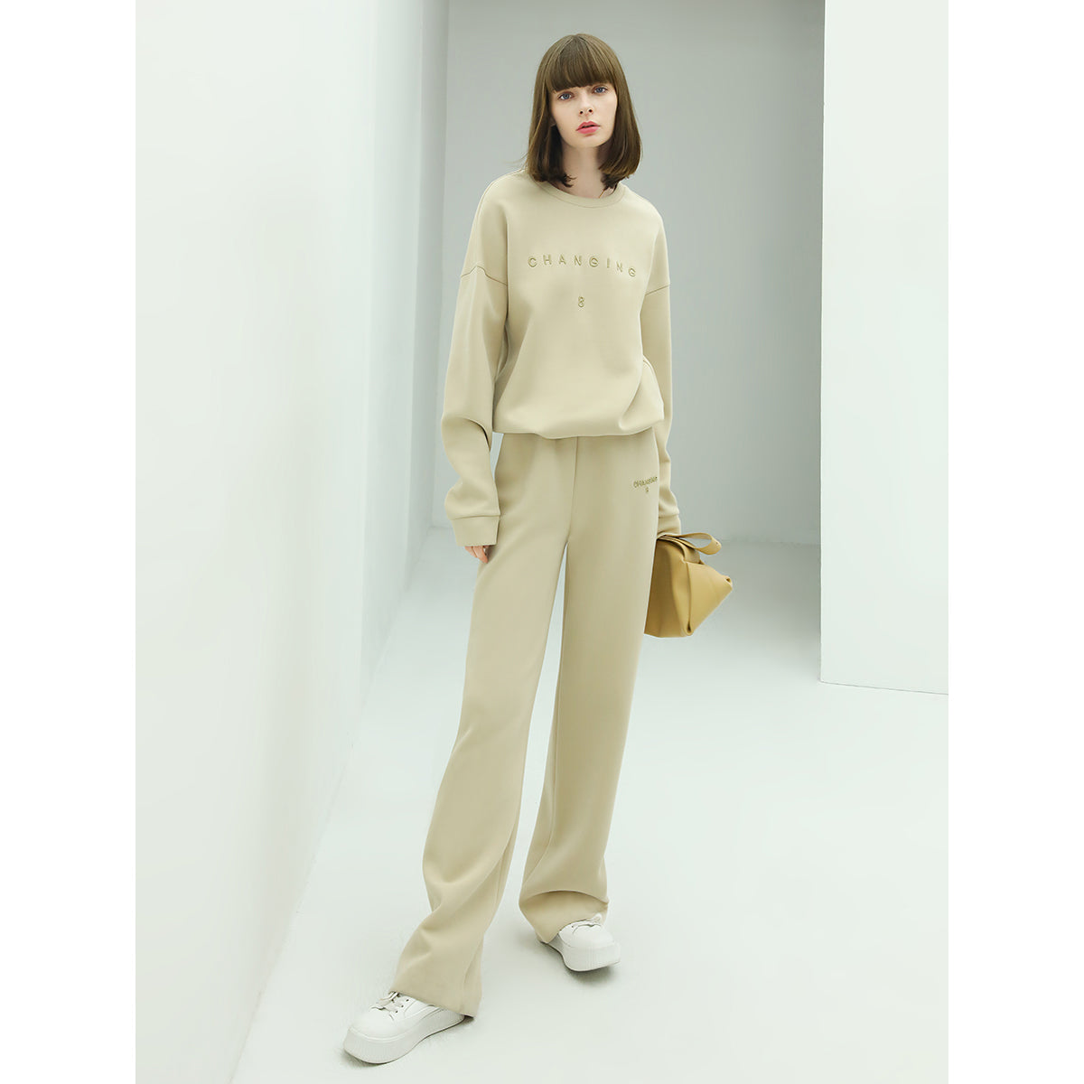 casual airy cream sweater pants all cream 3
