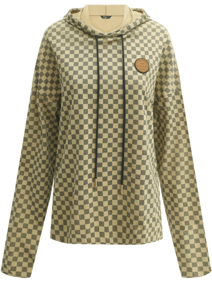 chessboard khaki hooded sweater all khaki 4