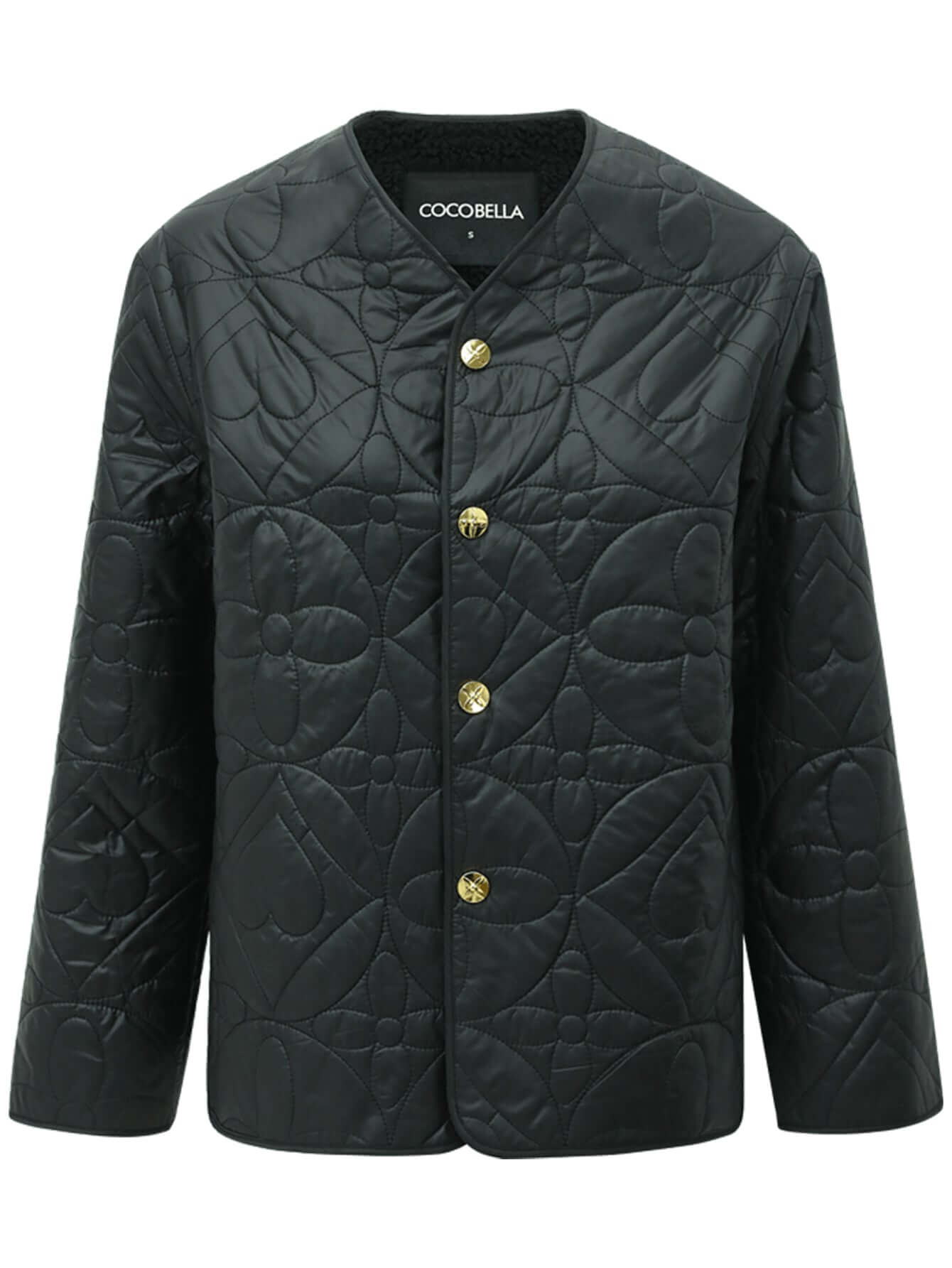 chic floral quilted black lightweight jacket all black 4