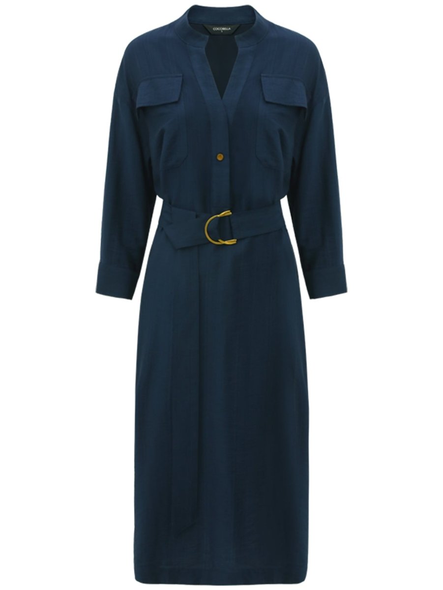 classic belted navy shirt dress all navy 4