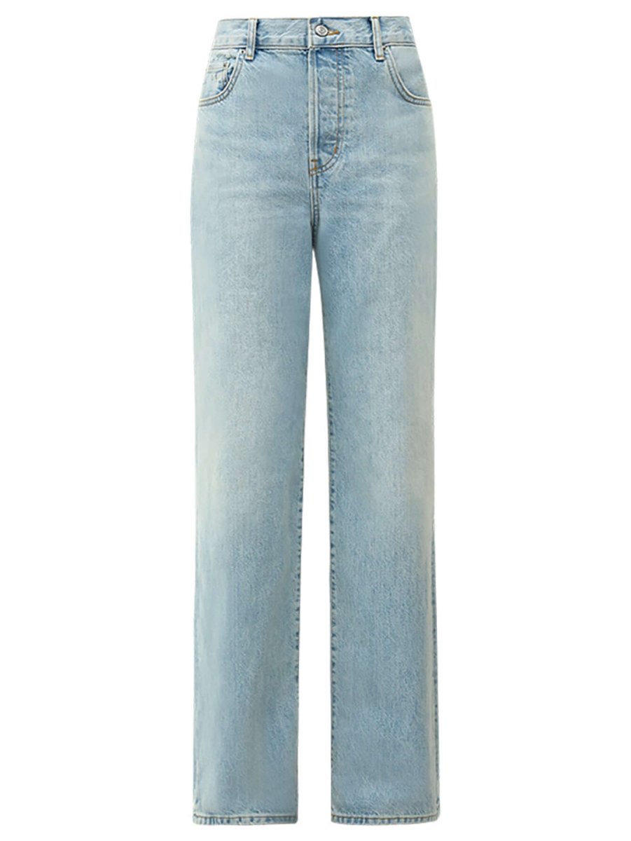 classic bleached low waist straight leg blue jeans all blue 4