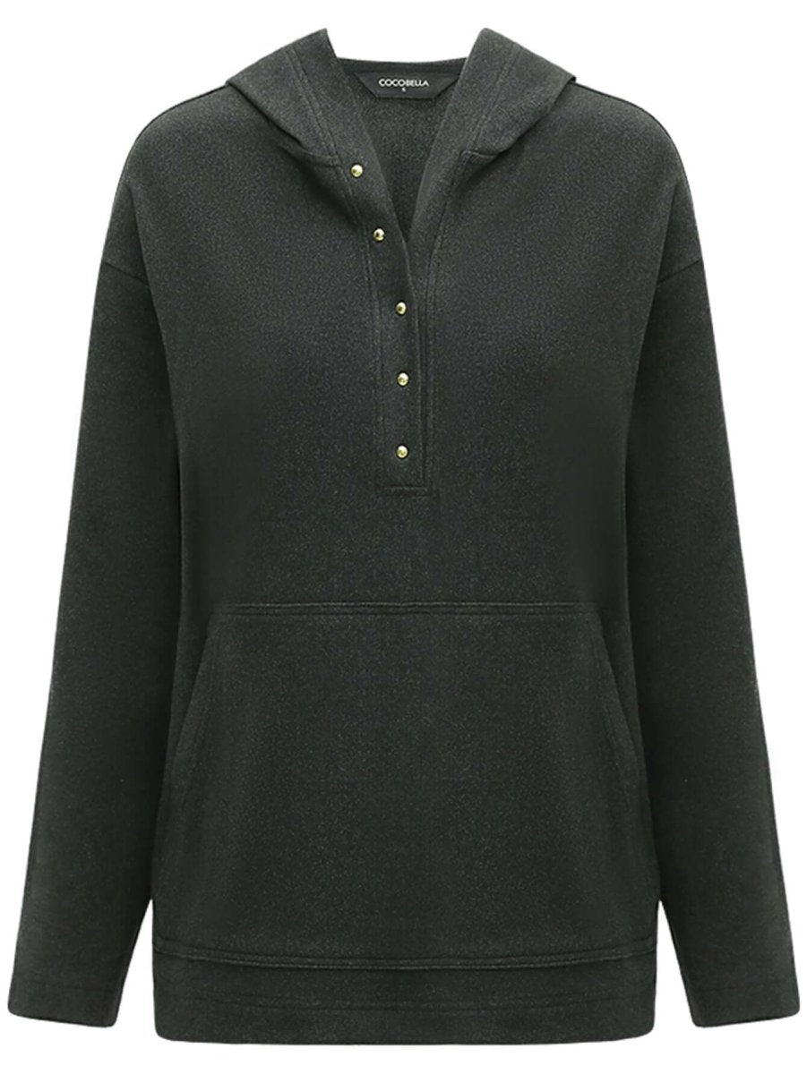 classic hooded sweater with gold buttons all charcoal 4