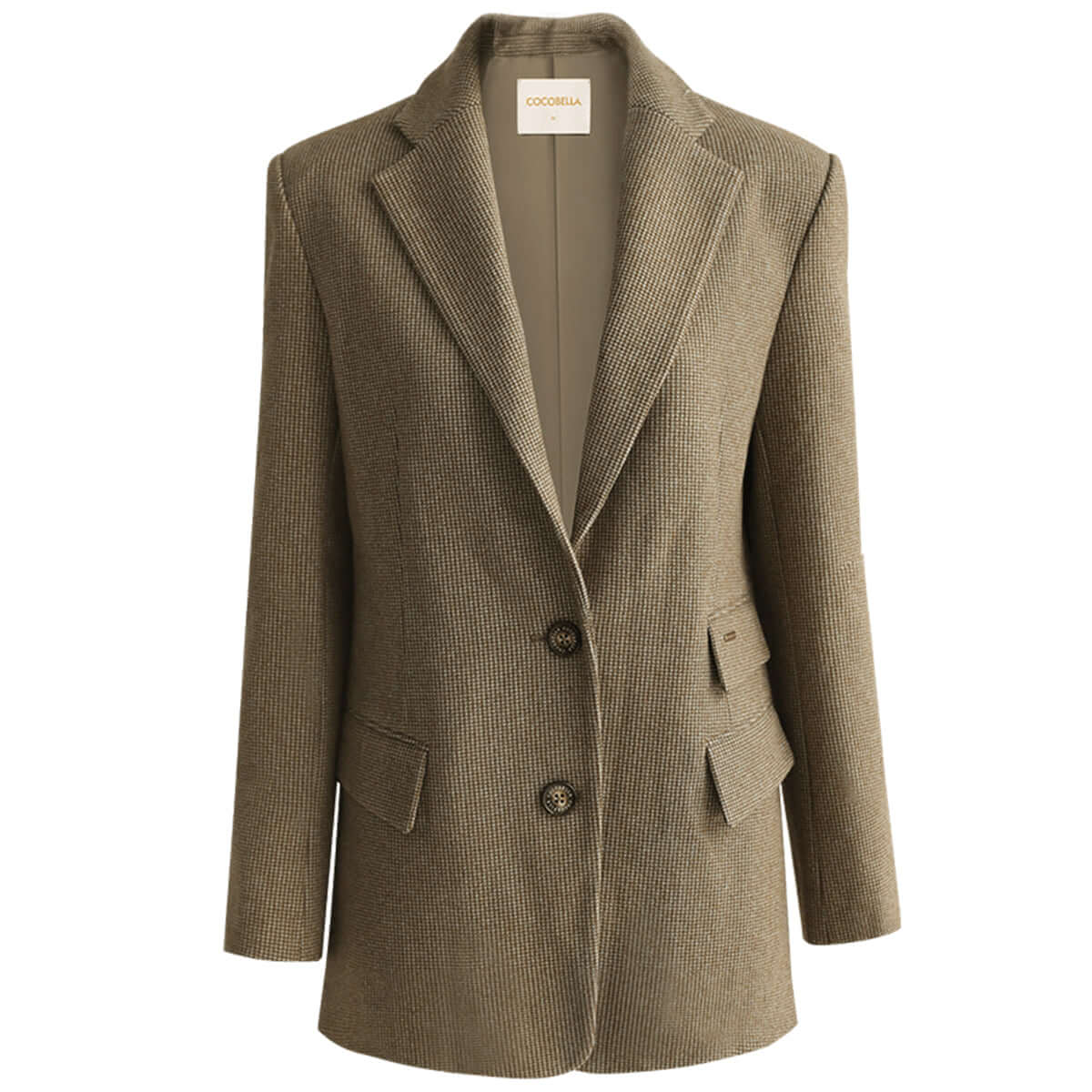 classic houndstooth single breasted khaki blazer all khaki 4