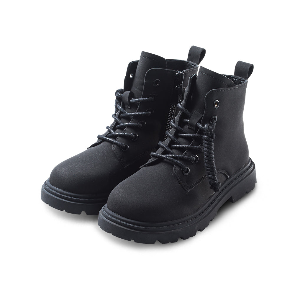 classic kids black combat boots all black 3