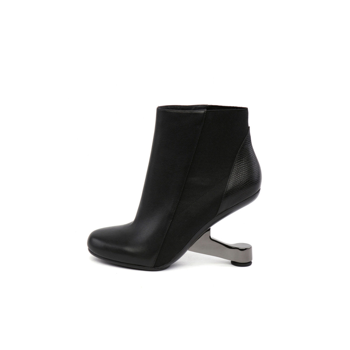 color block leather ankle boots all black 1