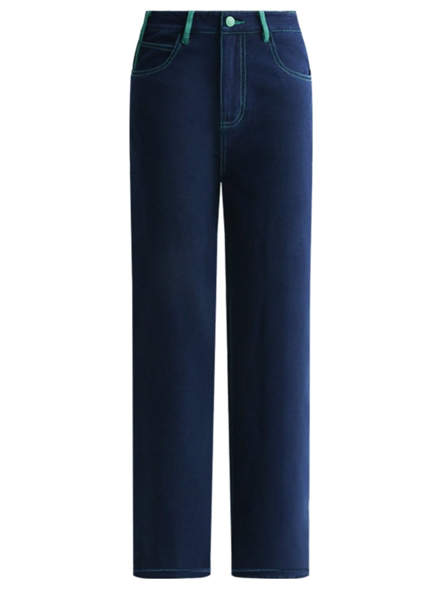 contrast stitch high waist navy jeans all navy 4