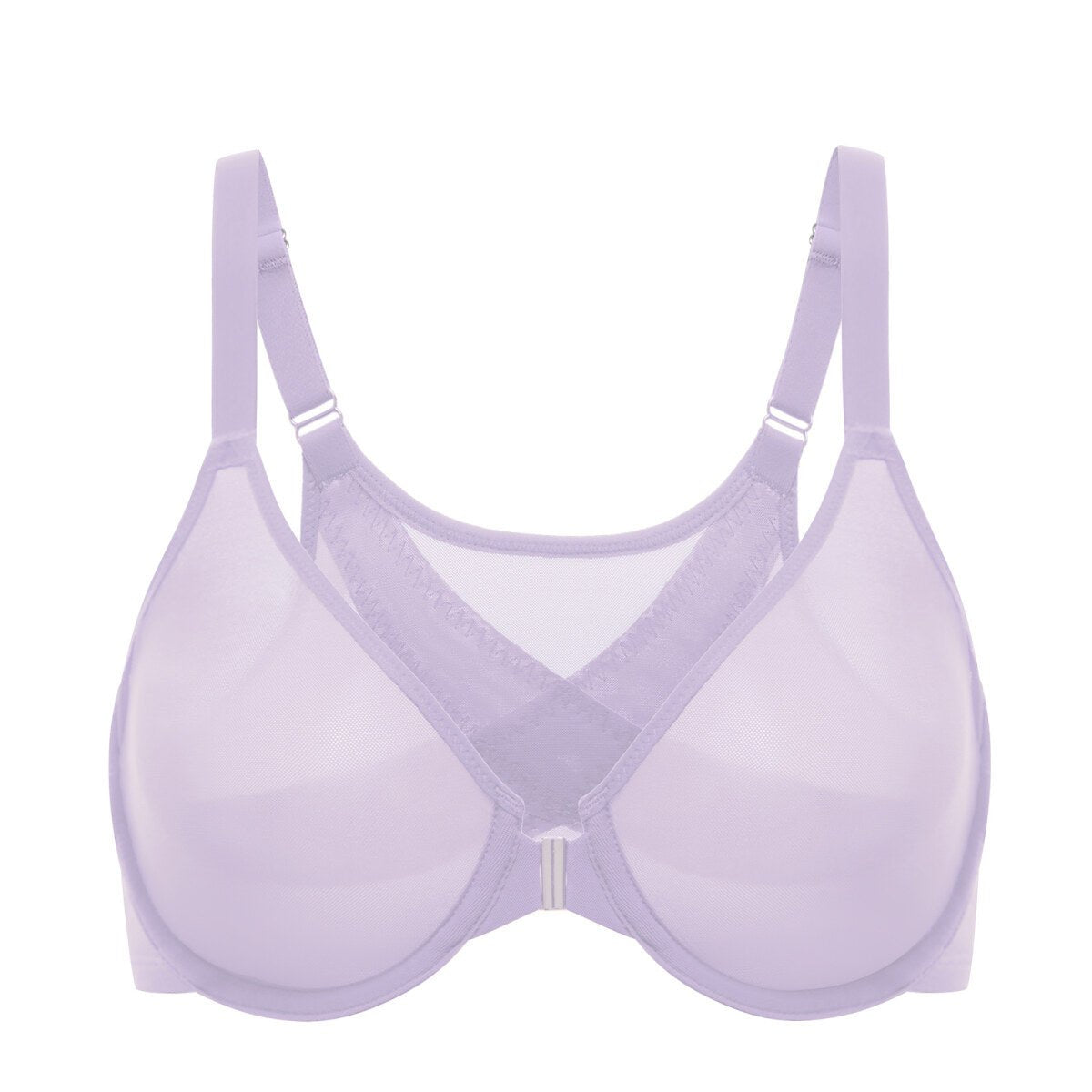Cosnufy Front Closure Sheer Mesh Posture Support Bra