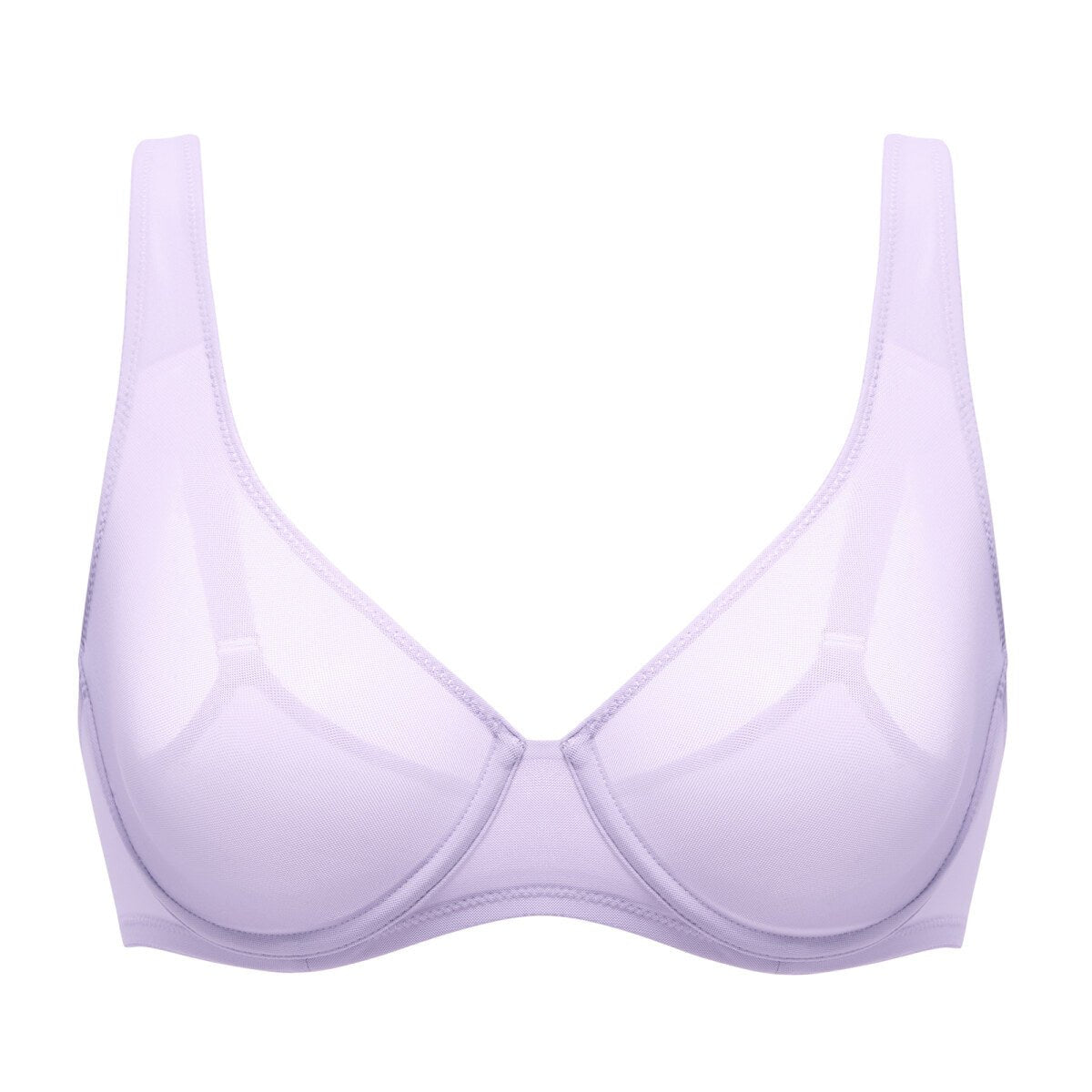 Cosnufy Sheer Mesh Balconette Underwire Full Coverage Unlined Bra