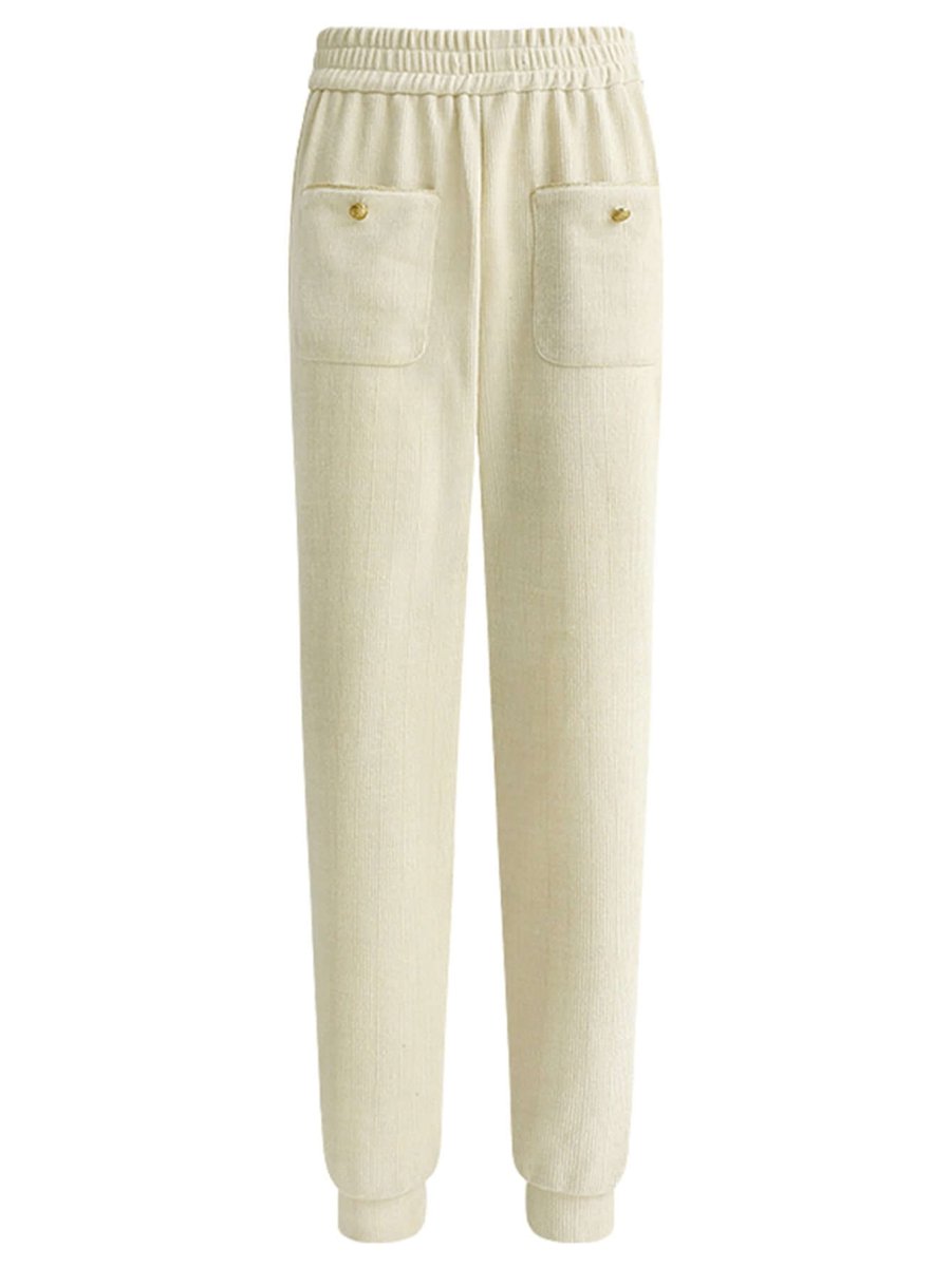 cream knitted sweater pants with gold snap buttons all cream 4