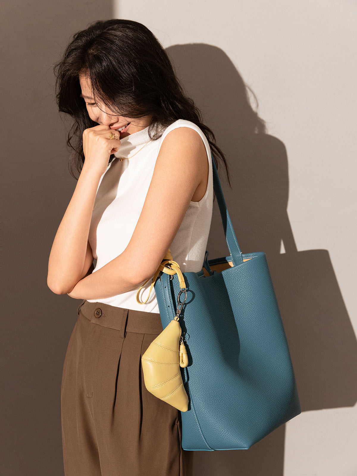 croissant clutch bag charm yellow 5