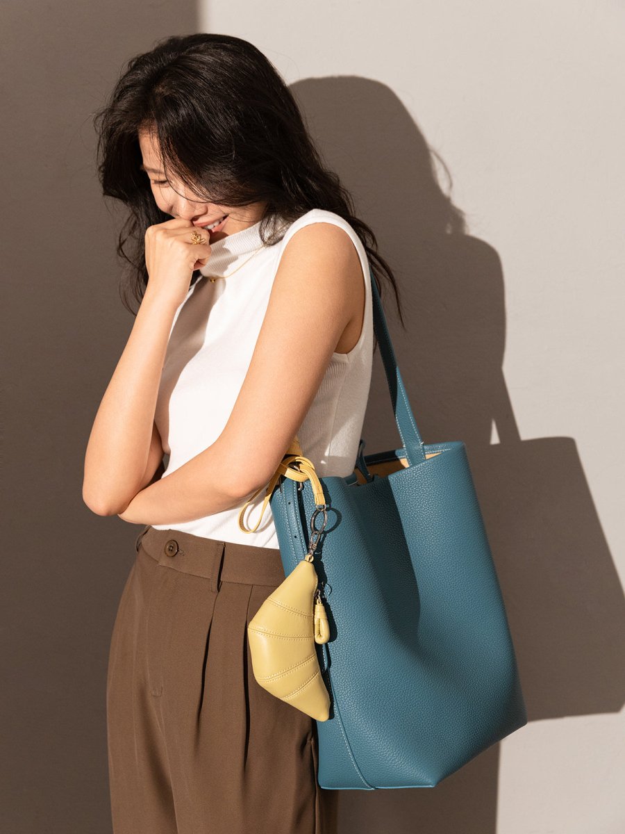 Croissant Mini Pouch Bag Charm – Vegan Leather Wristlet Coin Purse & Bag Accessory