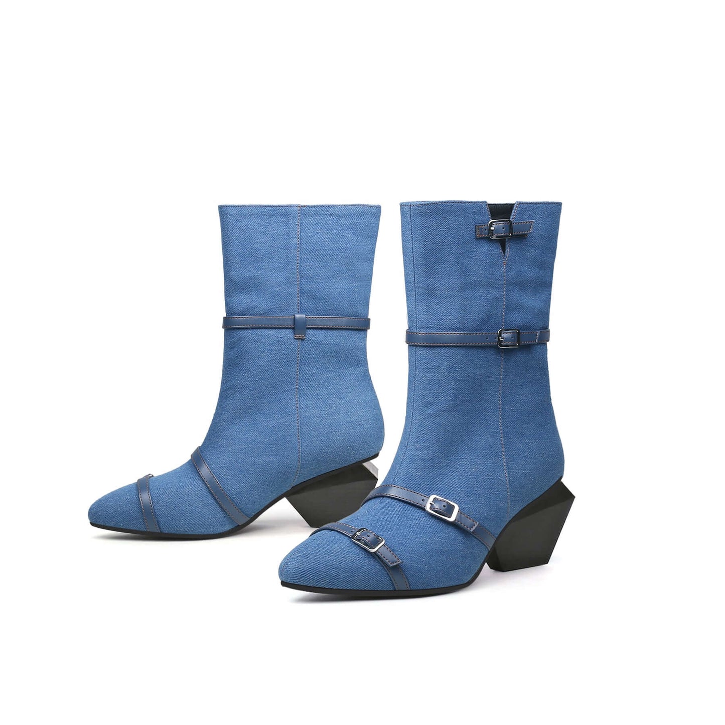 denim blue mid thigh boots all blue 5