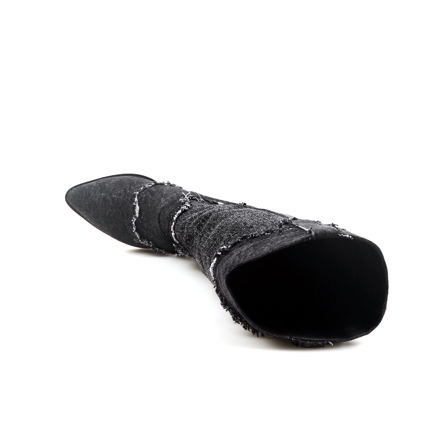 distressed denim cowgirl boots all black 9