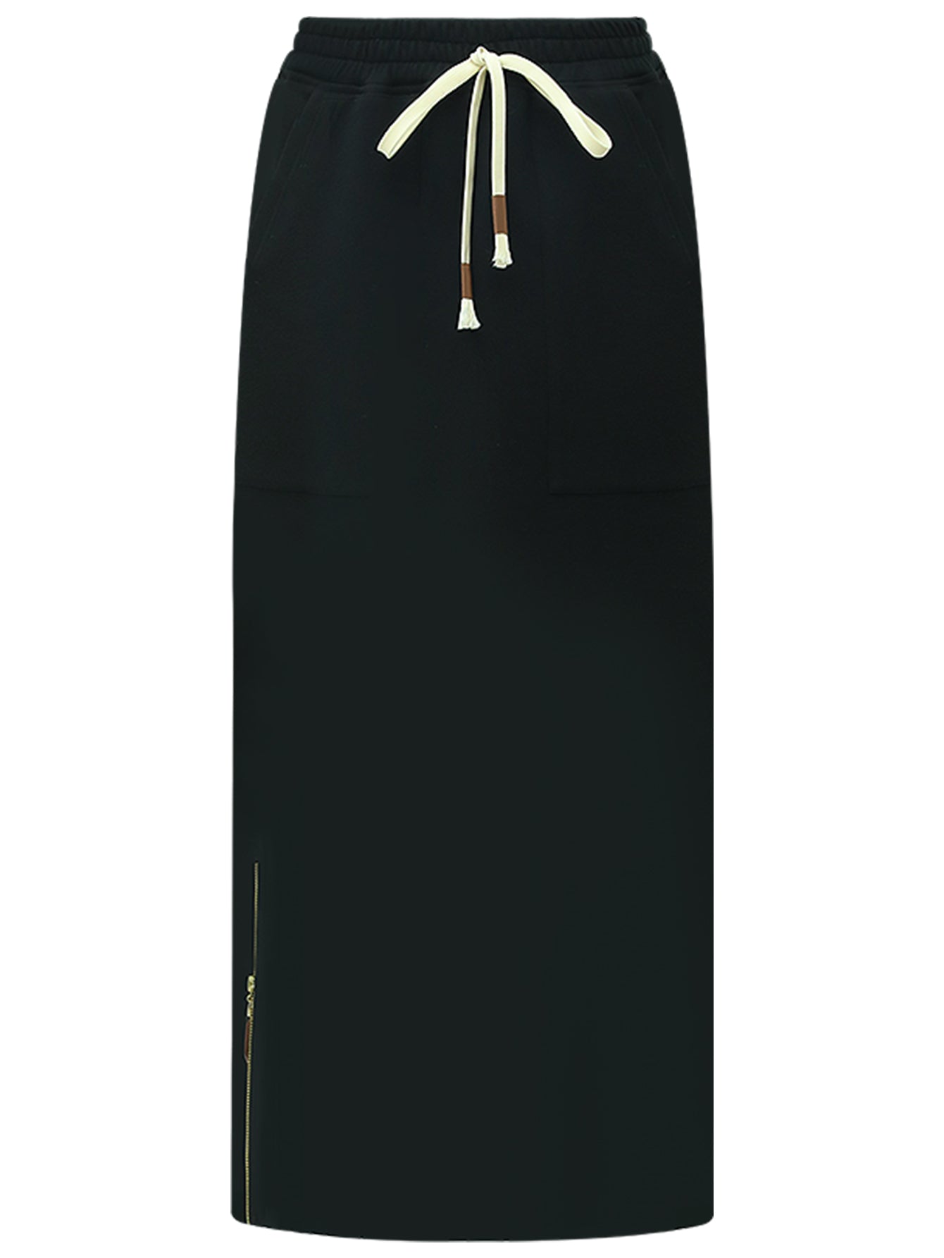 edgy black midi skit with side zip slit all black 4